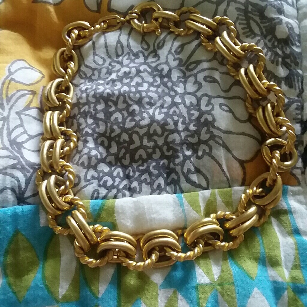 Faux gold large link statement necklace